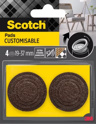 Patin anti rayures adhésif feutre rond marron Scotch ø37 mm