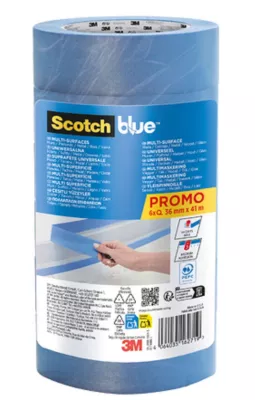 6 Rubans de Masquage premium Multi-Surfaces ScotchBlue™ Bleu 36 mm x 41 m
