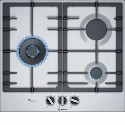 Table gaz inox Bosch PCC6A6B90, 3 foyers