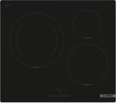 Plaque de cuisson induction 3 foyers - coloris noir - l.59,2 x P.52,2 x H.5,1 cm - Bosch PUJ611BB5E