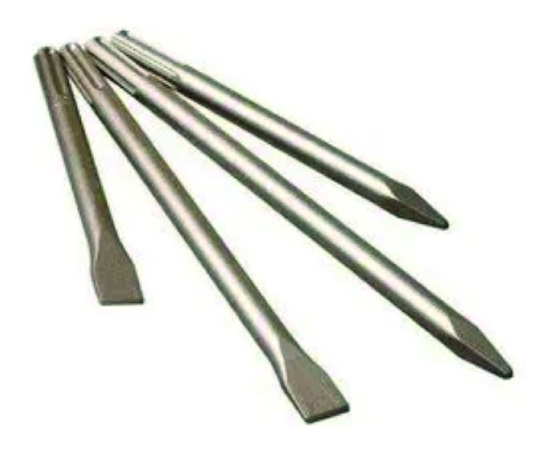 Lot 2 burins plats + 2 pointes SDSMAX 1 burin plat 280x25 mm 1 burin plat 400x25 mm 1 pointe 200 mm 1 pointe 400 mm