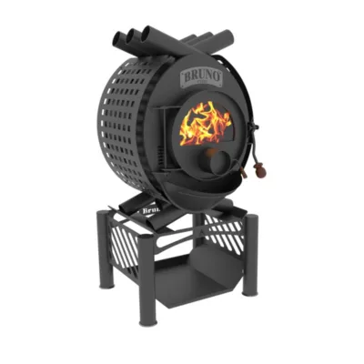 Poêle à bois en acier Bruno Pyro I noir en acier 13kW 140m²