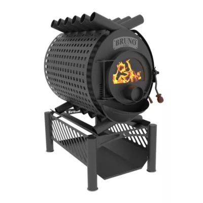 Poêle à bois en acier Bruno Pyro IV noir en acier 22kW 200m²