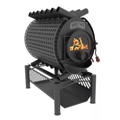Poêle à bois en acier Bruno Pyro V noir en acier 25kW 220m²