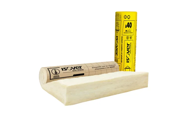 Image principale de Rouleau laine de verre Kraft TH40 R = 7,5 L.260 x l.120 cm Ep.300 mm - ISOVER