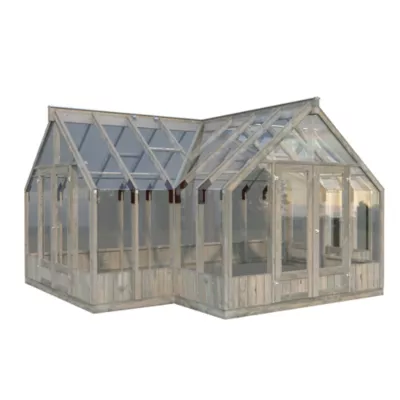 Serre de jardin Palmako Emilia bois traité autoclave gris et verre trempé 26,9m²