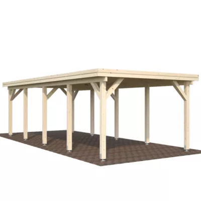 Carport toit plat en bois Palmako Karl 1 voiture 27,4 m²