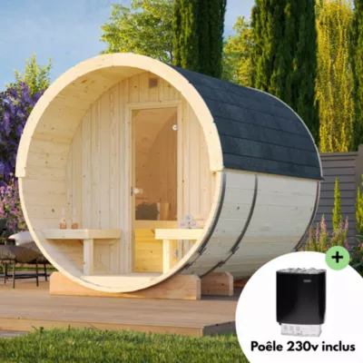 Sauna extérieur Anita 4 places en bois Palmako surface extérieure totale 8,6 m²