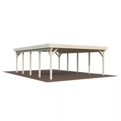Carport toit plat en bois Palmako Karl 2 voitures 46,6 m²