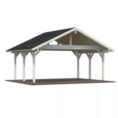 Carport double toit plat en bois Palmako Robert 2 voitures 35,8 m²