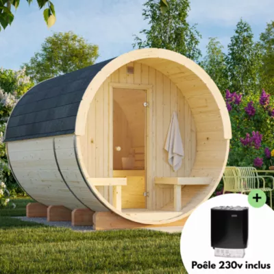Sauna extérieur Anita 6 places en bois Palmako surface extérieure totale 10,4m²
