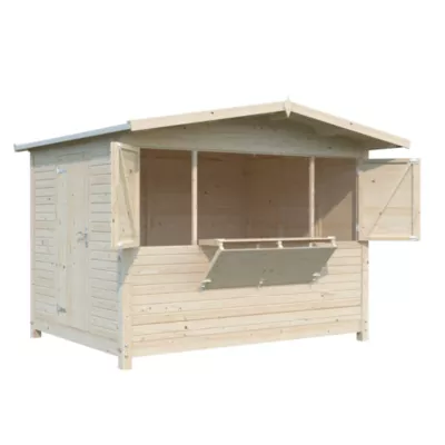 Chalet en bois Palmako Marian avec devanture pliable surface extérieure totale 10 m²