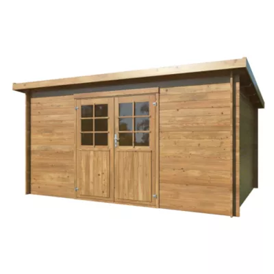 Abri de jardin White Wood Lola 2 bois traité autoclave marron ép.28mm surface extérieure totale 13,7m²