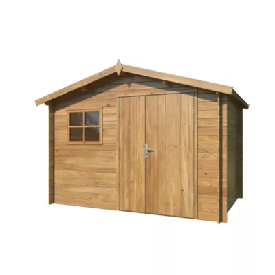 Abri de jardin White Wood Pablo 3 en bois traité autoclave marron ép.19 mm surface extérieure totale 6,7m²