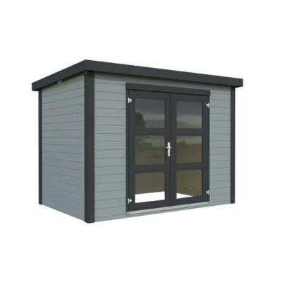 Abri de jardin bois White Wood Olivia peint gris Ep.19 mm surface extérieure totale 6,1m²