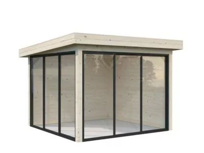Abri de jardin Palmako Lenna 401 en bois naturel ép.28 mm surface extérieure totale 11,6m²