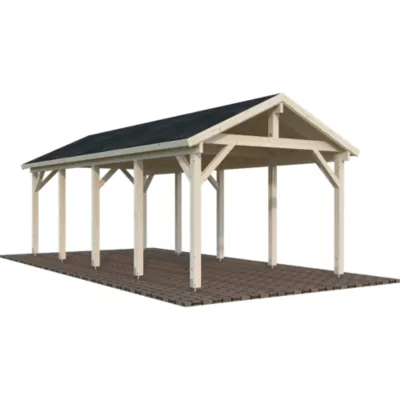 Carport bois Robert toit double pentes 23,1m² Palmako