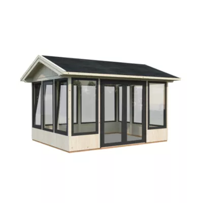 Abri / Veranda de jardin Palmako Isabella en bois naturel et vitres en aluminium 18,1m²