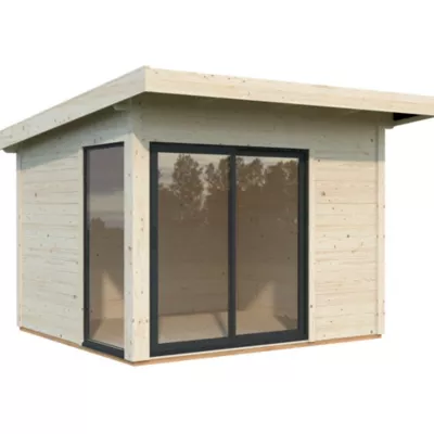 Studio de jardin Palmako Andréa bois et double vitrage Slide+ surface extérieure totale 11,7m²
