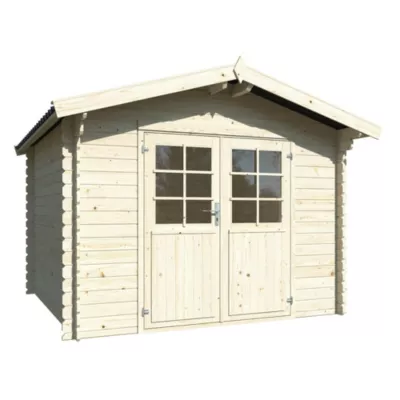 Abri de jardin White Wood Pila "1" bois naturel ép.28mm Toiture en bacs acier surface totale 10,4m²