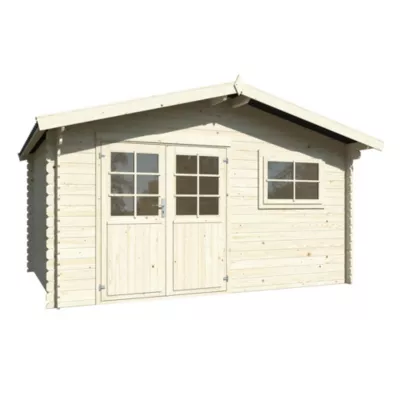 Abri de jardin White Wood Pila "2" bois naturel ép.28mm Toiture en bacs acier surface totale 15,4m²