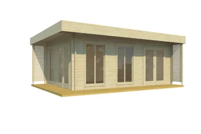 Abri de jardin + plancher Dominica en bois coloris naturel ép.40 mm surface extérieure 31,68 m²
