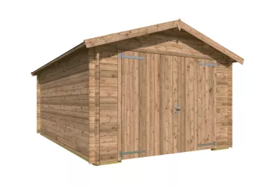 Garage double pentes en bois brun Lasita Maja Niki 34 autoclave