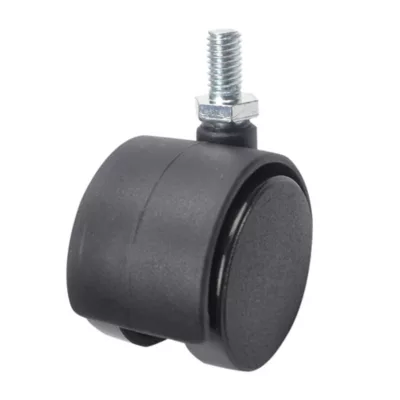 Roulette jumelée pivotante sans frein ø40 mm, tige filetée 8 x 15 mm, charge max 30kg