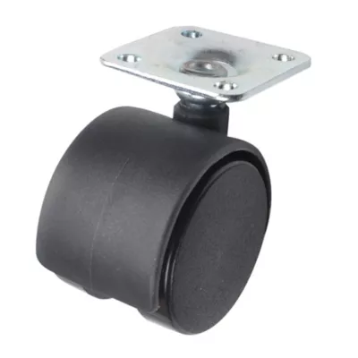 Roulette jumelée pivotante sans frein ø40 mm, plaque, charge max 30kg