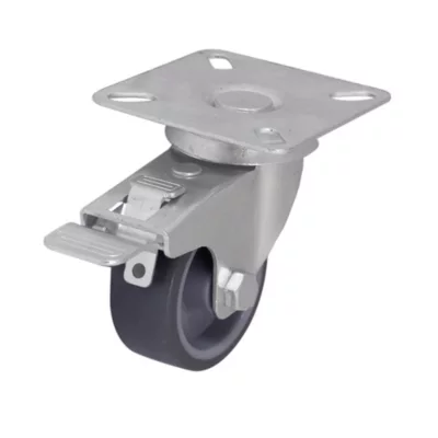 Roulette pivotante grise ø5 cm avec freins, charge max 30 kg