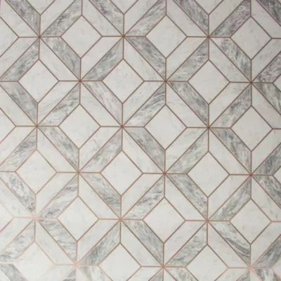 Papier peint intissé Effet Marqueterie Marbre vinyle lourd L.1005 x l.52cm gris