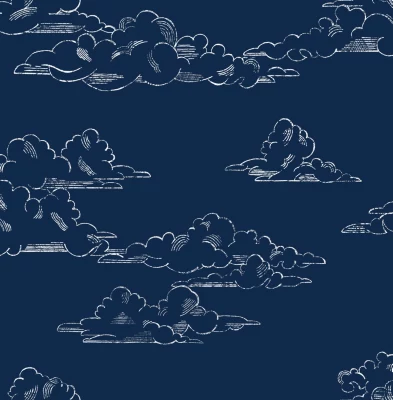 Papier peint Nuages Vintage L.1000 x l.53cm bleu