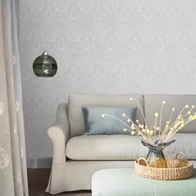 Papier peint intissé Damask Herladic imprimé damassé gris L.1000 x l.52cm Laura Ashley