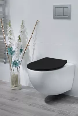 Abattant WC noir mat avec frein de chute Slim Bemis