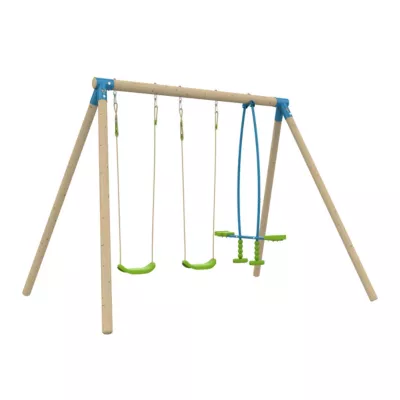 Portique TP Toys Ceyreste Barbiche 2 balançoires + vis-à-vis L.303 x l.204 x H.224 cm
