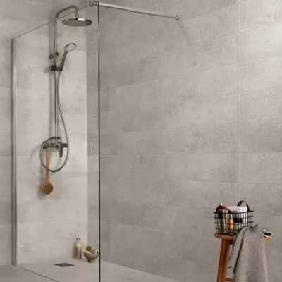 Carrelage mural effet béton gris motifs décor 3D L.60 x l.20 cm x ép.8,3 mm, GoodHome Metal ID