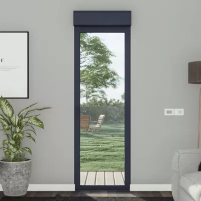 Image principale de Porte fenêtre aluminium 1 vantail + volet roulant électrique GoodHome gris - l.80 x h.215 cm, tirant gauche