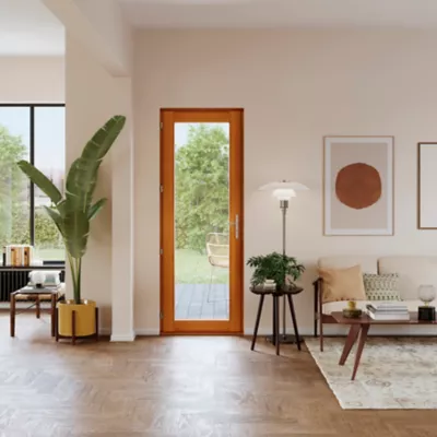 Porte fenêtre bois 1 vantail GoodHome - l.80 x h.215 cm, tirant gauche
