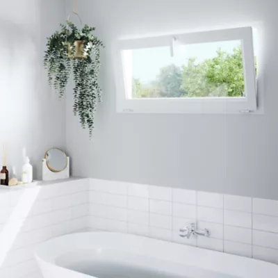 Image principale de Fenêtre abattante par le haut double vitrage GoodHome en PVC blanc l.125 x H.63 cm