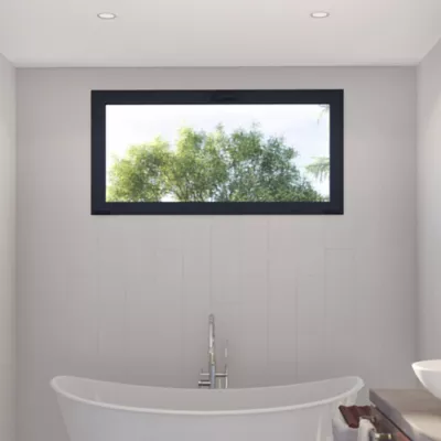 Image principale de Fenêtre abattante par le haut double vitrage GoodHome en aluminium gris l.123 x H.47 cm
