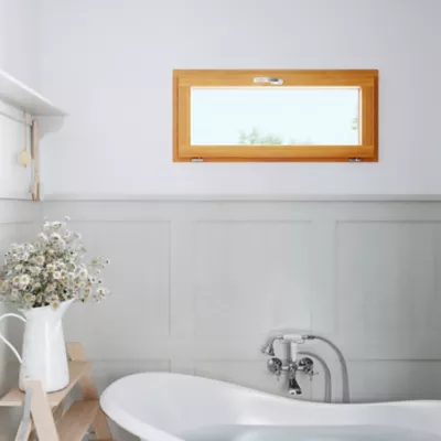 Fenêtre abattante par le haut double vitrage GoodHome en bois marron l.85 x H.47,8 cm