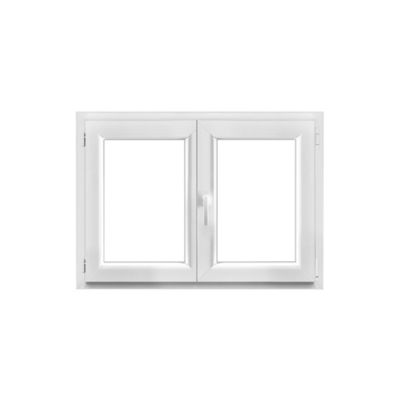 Image principale de Fenêtre 2 vantaux oscillo-battante, tirant droit double vitrage GoodHome en PVC blanc l.125 x H.78 cm