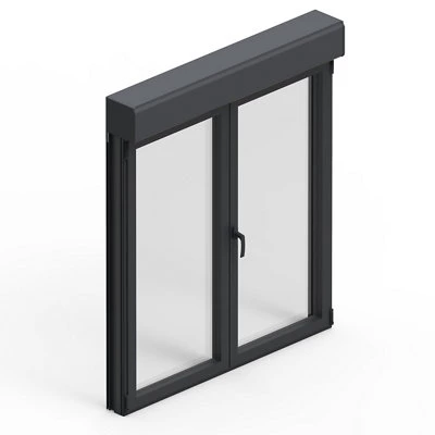 Image principale de Fenêtre aluminium 2 vantaux oscillo-battant + volet roulant électrique GoodHome gris - l.120 x h.125 cm