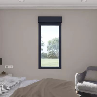 Fenêtre aluminium 1 vantail oscillo-battant + volet roulant électrique GoodHome gris - l.80 x h.95 cm, tirant gauche