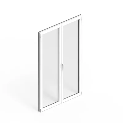 Porte fenêtre aluminium 2 vantaux GoodHome blanc - l.120 x h.215 cm, tirant droit