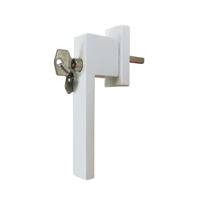 Image principale de Poignée aluminium carré blanc et 3 clés pour fenêtre pvc