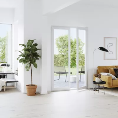 Image principale de Porte fenêtre PVC 2 vantaux GoodHome blanc - l.120 x h.225 cm, tirant droit