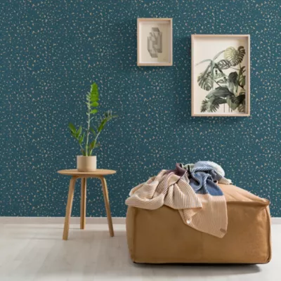 Papier peint vinyle texturé sur intissé GoodHome Retroion sarcelle
