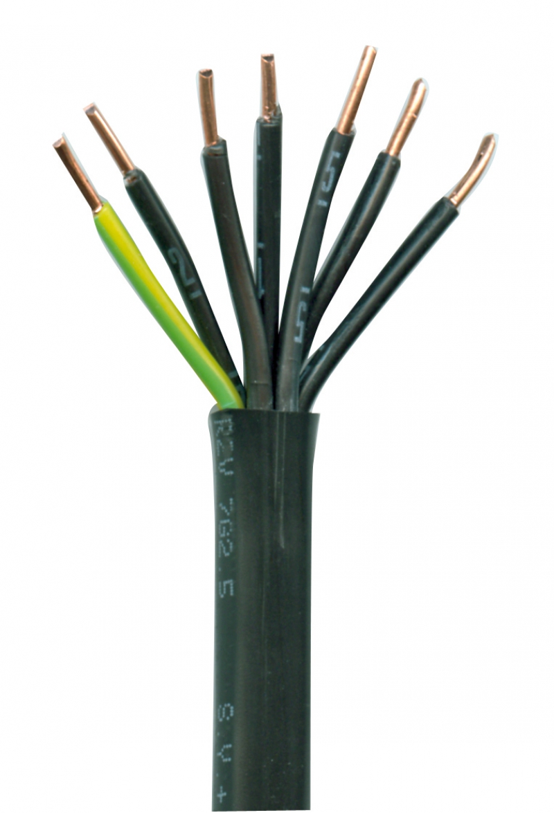 Câbles industriels rigides U1000 R2V âme cuivre nu massif 1,5 à 4 mm2 - âme cuivre nu câblé 6 mm2 et plus isolant PRC/gaine de bourrage/gaine ext. PVC noir tension nominale : 1000 V - norme NF C 32-321 utilisations : installations industrielles, colonnes montantes d'immeubles, pose sans protection mécanique à l'air libre, fixé aux parois ou sur chemins de câbles, pose avec protection mécanique pour les branchements souterrains, rayon decourbure : 6 fois le diamètre extérieur