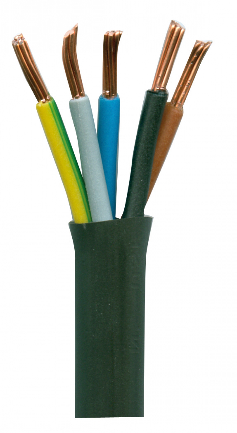 Câbles industriels rigides U1000 R2V âme cuivre nu massif 1,5 à 4 mm2 - âme cuivre nu câblé 6 mm2 et plus isolant PRC/gaine de bourrage/gaine ext. PVC noir tension nominale : 1000 V - norme NF C 32-321 utilisations : installations industrielles, colonnes montantes d'immeubles, pose sans protection mécanique à l'air libre, fixé aux parois ou sur chemins de câbles, pose avec protection mécanique pour les branchements souterrains, rayon decourbure : 6 fois le diamètre extérieur